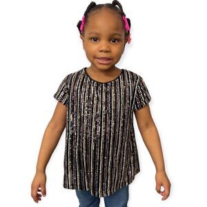 Art Class Girl’s Colorful Sequin Pullover Short Sleeve Blouse Top 6/6X